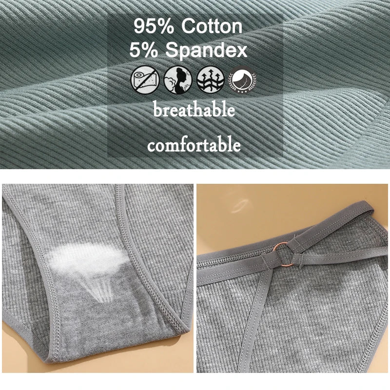 FINETOO 3PCS/SET Women Cotton Panties Women Sexy Low Rise Briefs Female Breathbale Underwear Button Design Pattern Soft Lingerie