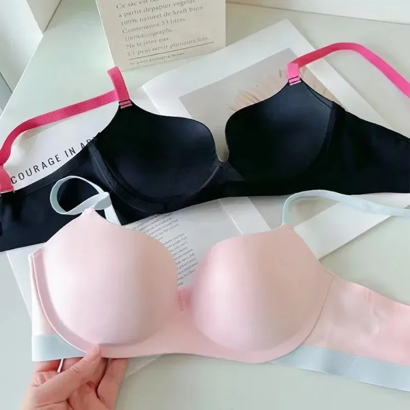MOYISU 3D Push Up Seamless Bra T-Shirt Bra Wireless Comfort Bralette Plus Size S-XL Adjustable Straps Lightweight Color Blocking