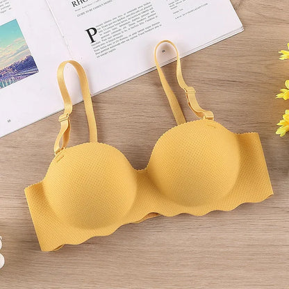 Thin One-piece Seamless Women's Bra Detachable Shoulder Straps Gathered Bralette Comfortable Without Steel Ring Sleep Brassiere