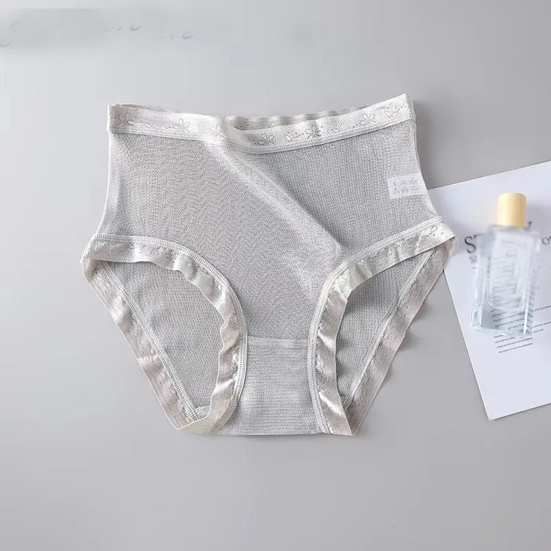 High-grade 100% mesh silk women's briefs Summer Autumn Double bottom breathable,  mulberry silk underwear