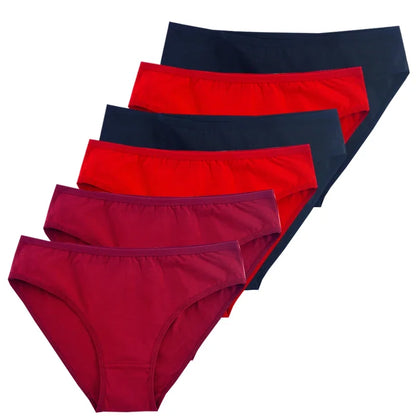 6pcs Women Panties Girl Sexy Underwear Solid Color Middle-Waisted Briefs Female Ventilation Soft Cotton Women's Underpants