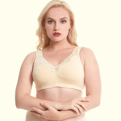 Plus Size Full Cup Bra Cotton Comfort Breathable Underwire Bra with Lace Full Coverage Support for Women B/C/D/E/F Cup