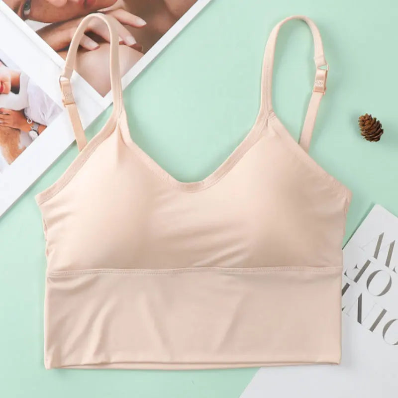 Women Bra Ice Silk Backless Open Back Tank Top Seamless Bralette U Type Low Back Bras Push Up Wirefree Underwear Sexy Sports