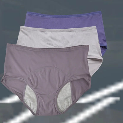 3pcs Women's Physiological Panties L-8XL Leak Proof Menstrual Comfortable Waterproof Plus Size Mid Waist Period Underwear