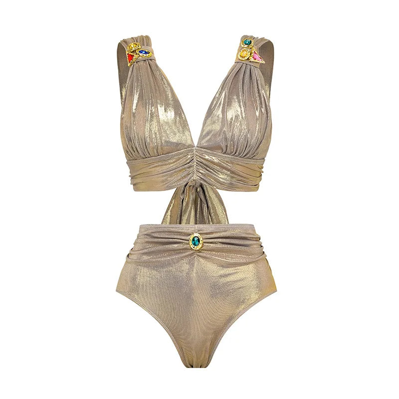 2025 New Swimsuit High-End Design 2/3Pcs Floral Print Ruffle Slimming Holiday Sexy Hot Spring One Piece Swimsuit for Women