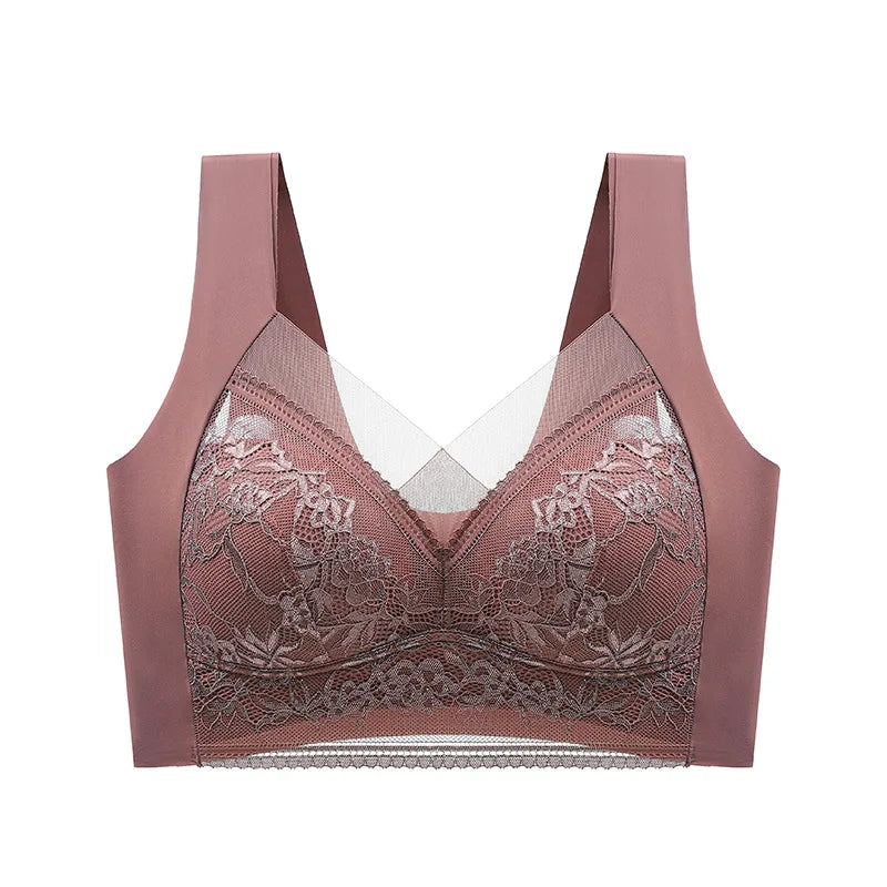 FallSweet Seamless Ice Silk Push Up Bra for Women Wireless Lace Bralette Plus Size Brassiere Summer Comfort Underwear Lingerie
