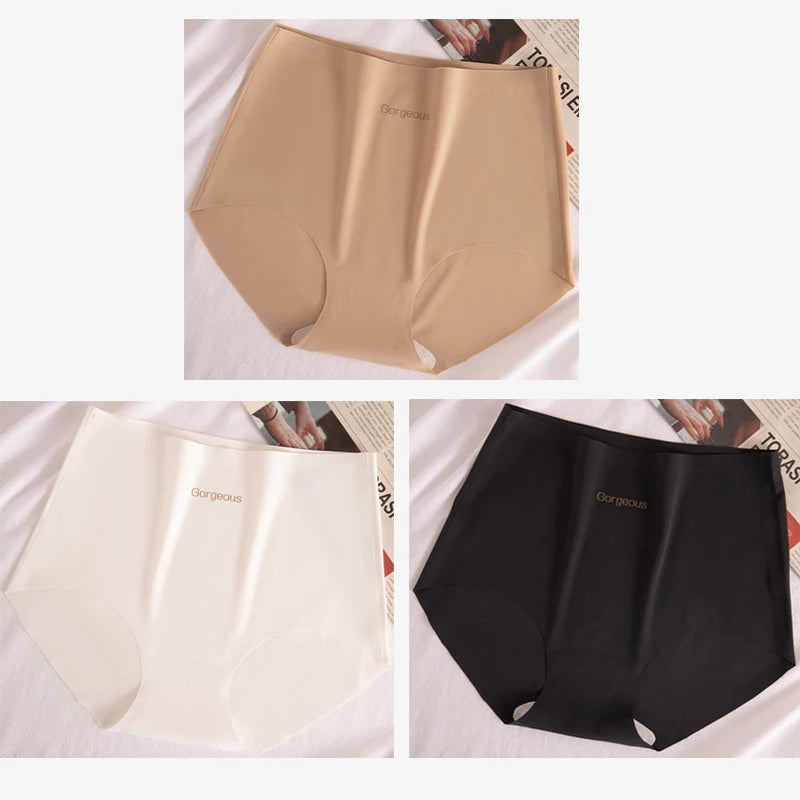 3pcs Women Thin Seamless Panties Girl Ice Silk High Waist Underwear Yoga Sport Brief Breathable Comfort Hip Lift Panty Underpant