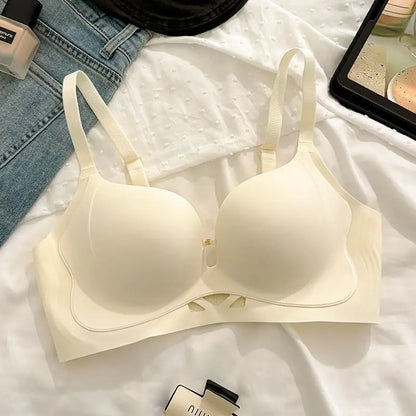 Wireless Bra for Small Chest Push Up Non Padded Seamless T-Shirt Bra Lift Gather Side Coverage Breathable Comfort Bras for Women
