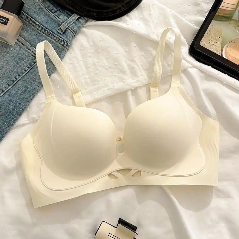 Wireless Bra for Small Chest Push Up Non Padded Seamless T-Shirt Bra Lift Gather Side Coverage Breathable Comfort Bras for Women