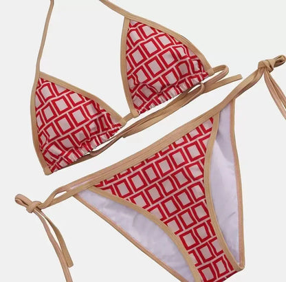 2025 Summer New Women's Outdoor Beach Swimsuit Sexy Hanging Neck Strap Split Bikini