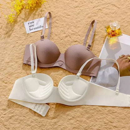 plus Size Seamless Wireless Bra Women's Sexy Plunge Padded Push-Up Smooth Large Size Bralette Comfortable Underwear for Women