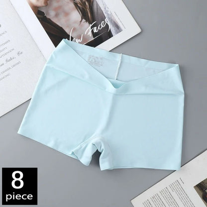 FallSweet 8PCS Anti-See-Through Ice Silk Breathable Seamless Panties for Woman Soft Breathable Underwear Sexy Female Lingerie