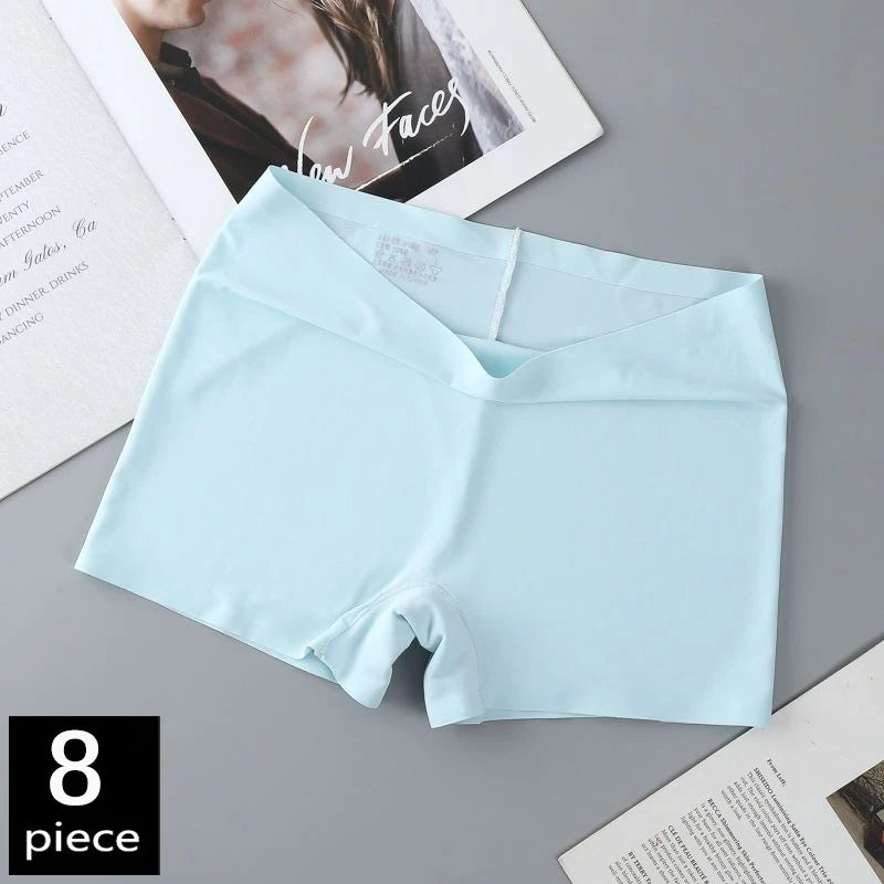FallSweet 8PCS Anti-See-Through Ice Silk Breathable Seamless Panties for Woman Soft Breathable Underwear Sexy Female Lingerie
