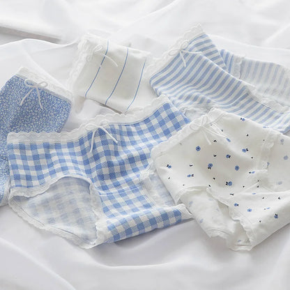 5Pcs/Lot Cute Love Cotton Panties For Women Underwear Print Panty Girls Briefs Breathable Soft Underpants Female Sexy Lingerie