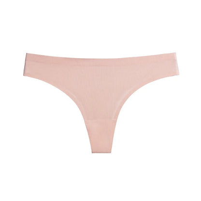 Solid Color Ice Silk Women T-pants Elastic Low-waisted Ladies Lingerie Thin Quick Drying G-string Seamless Invisible Girls thong