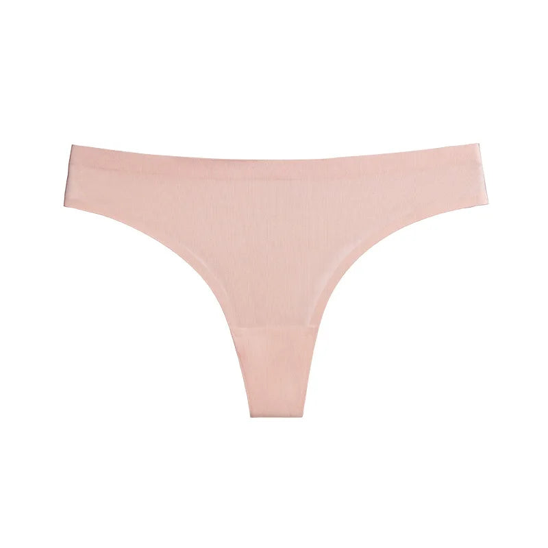 Solid Color Ice Silk Women T-pants Elastic Low-waisted Ladies Lingerie Thin Quick Drying G-string Seamless Invisible Girls thong