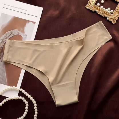 1Pc Women Ice Silk Brazilian Panties Low Waist Briefs Seamless Underwear Comfort Soft Underpants Female Sexy Lingerie M-XL