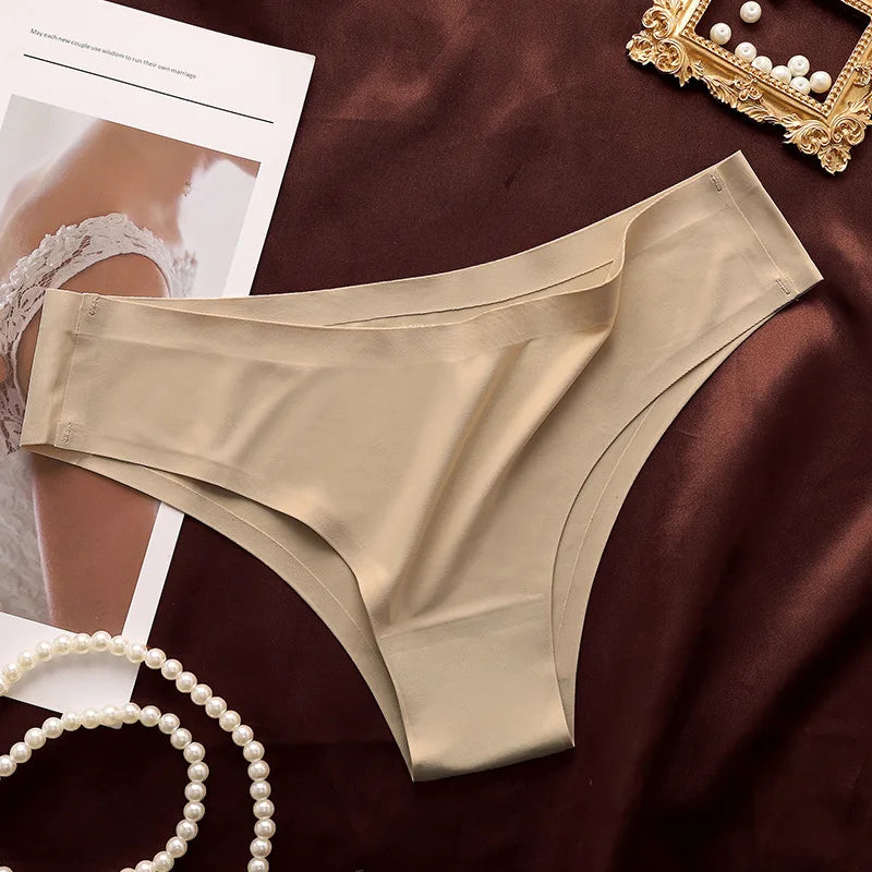 1Pc Women Ice Silk Brazilian Panties Low Waist Briefs Seamless Underwear Comfort Soft Underpants Female Sexy Lingerie M-XL