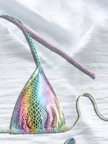 sexy glitter multi color sequin micro mini bikinis sets two pieces halter tie swimsuits beachwear bathing suit swimwear biquini