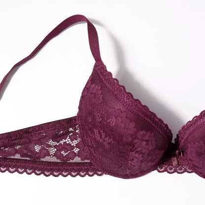 Beauwear 75 80 85 B C Cup Women's 3/4 Cup Plunge Bras Sexy Lace Solid Color Thin Mold Cup Bra Unlined Underwire Bralette 