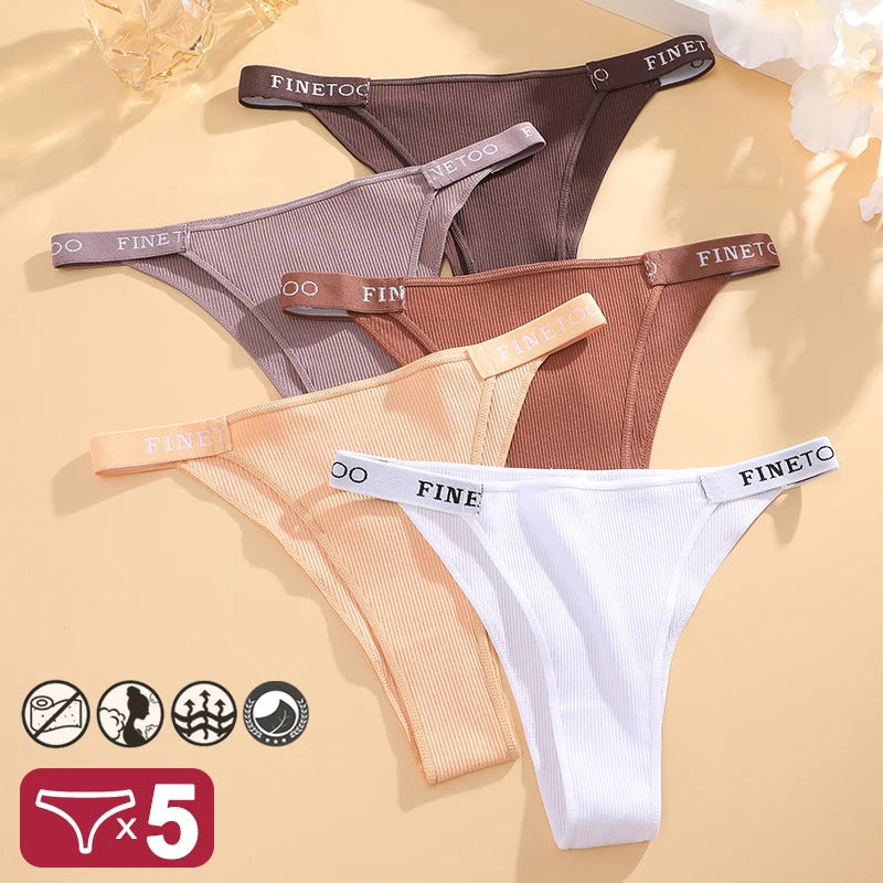 5PCS/Set Sexy Lingerie Women Cotton Panties Finetoo Letter Low Waist Female Briefs Underwear Comfort Underpants Women Intimates