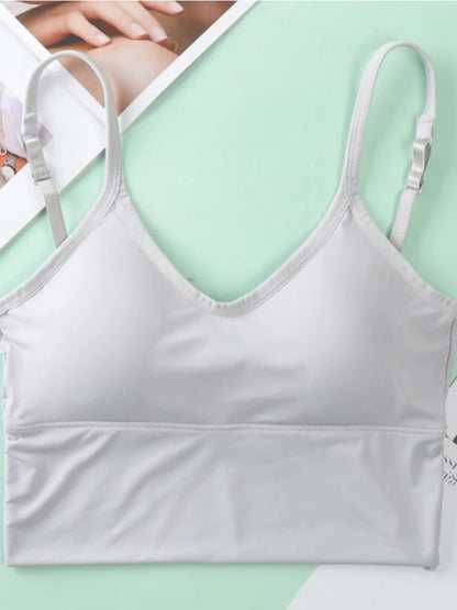 Women Bra Ice Silk Backless Open Back Tank Top Seamless Bralette U Type Low Back Bras Push Up Wirefree Underwear Sexy Sports