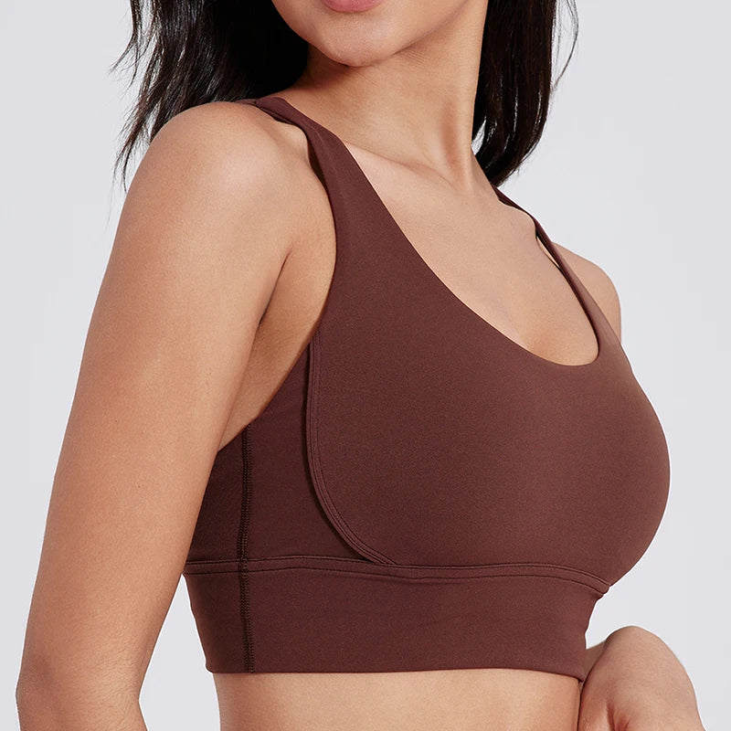Solid Color Women Cross Back  Bra Fitness Underwear Soft Fitness Sport Bra Top Gym Yoga Athletic Workout With Chest Pad