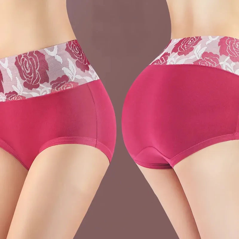 5Pcs Women Panties High Waist Body Shaper Underwear Print Girls Briefs Soft Sexy Underpants Breathable Cotton Female Lingerie