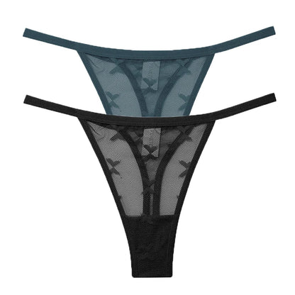 2PCS/Set Mesh G-String Women's Panties Transparent Underwear Women Seamless Thong Female Underpants Intimates Lingerie S-XL