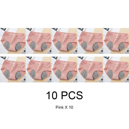 10PCS Cotton Menstrual Panties for Urinary Incontinence Woman Underpants Women Briefs Women's Underwear Leak Proof Period Anti