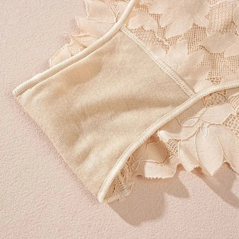 5PCS/Set Floral Lace Panties for Women Ladies Low Waist Sexy Lingerie Transparent Breathable Underwear Solid Color Briefs S-XL