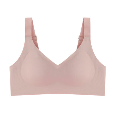 Women's Push-up Seamless Bra Wide Strap Latex Jelly Underwear Simple No-wire Sleeping Bra Large Size L-2XL