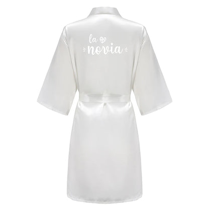 Sage Green Bridal Satin Robe Women Spanish Wedding Robe Novia Kimono Bride Party Bridesmaid Robes