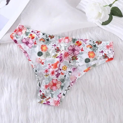 Ice Silk Seamless Flowers Panty Printed Women Panties Low-waist Sexy Lingerie Underwear Female Comfortable Cozy Sexy Lingerie
