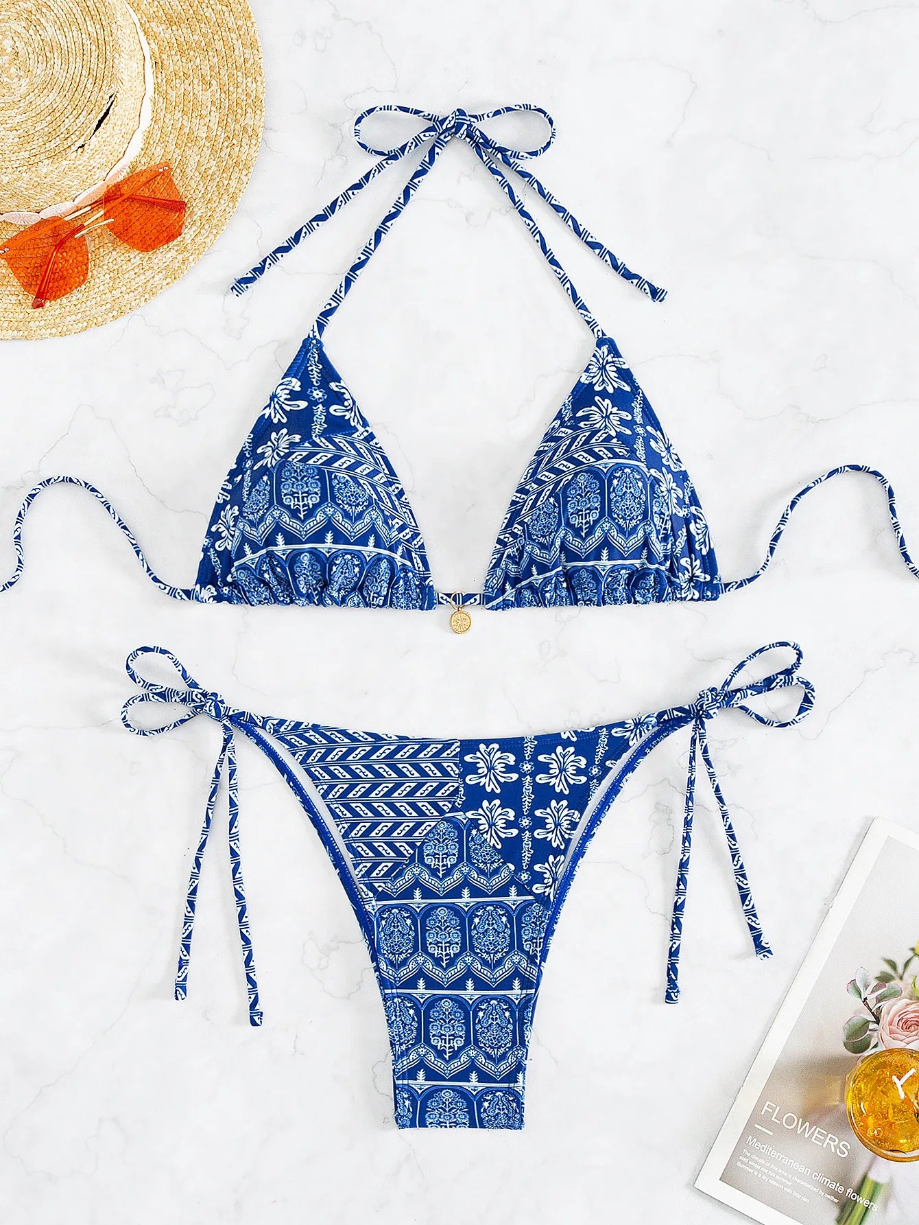 2025 New Women's Bikini Set  Adjustable Tie Side Bandage Swimwear High-End Sexy Two-Piece Bathing Suit Summer Beach Push Up