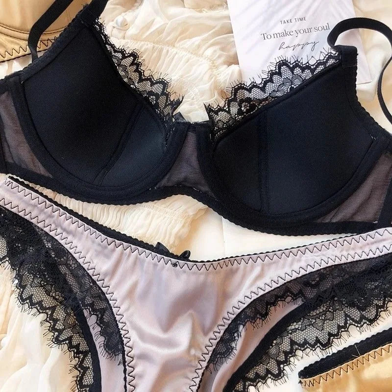 Women'S New Sexy Underwear Night Push Up Gathered Mesh Lace Erotic Sexy Home Bra Set Home Outfits