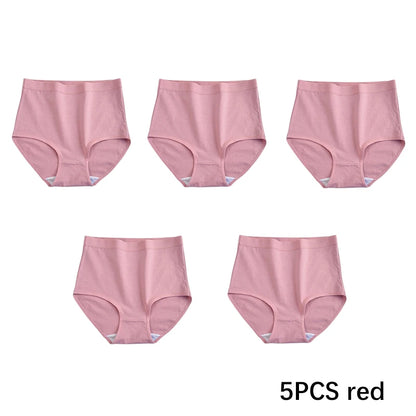 FallSweet 5PCS/set Women’s Cotton Panties Seamless Plus Size Briefs Solid Underwear Soft Breathable Underpants Female Lingerie