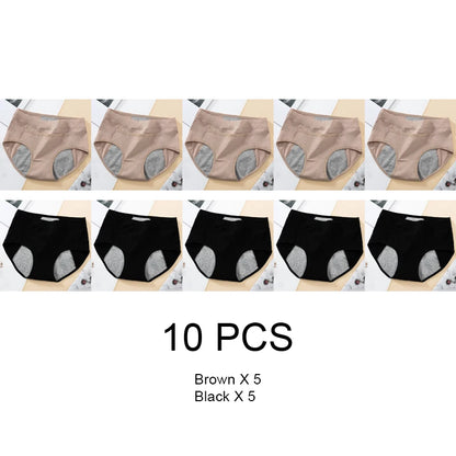 10PCS Cotton Menstrual Panties for Urinary Incontinence Woman Underpants Women Briefs Women's Underwear Leak Proof Period Anti