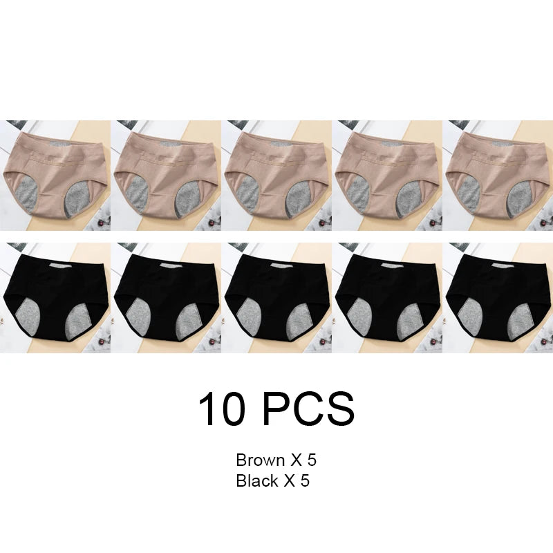 10PCS Cotton Menstrual Panties for Urinary Incontinence Woman Underpants Women Briefs Women's Underwear Leak Proof Period Anti