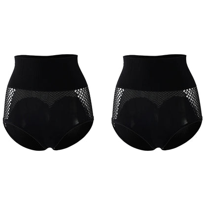 Flarixa 1/2/3Pcs Hollow Belly Control Shapewear Women Panties High Waist Double Layer Tummy Shaper Heart-shaped Hip Lift Pants