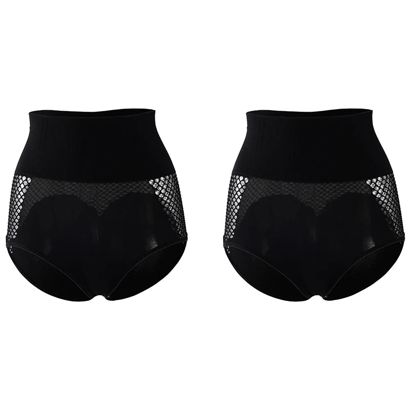 Flarixa 1/2/3Pcs Hollow Belly Control Shapewear Women Panties High Waist Double Layer Tummy Shaper Heart-shaped Hip Lift Pants