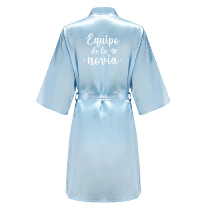 Sage Green Bridal Satin Robe Women Spanish Wedding Robe Novia Kimono Bride Party Bridesmaid Robes