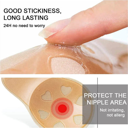 Women Push Up Bras Self Adhesive Silicone Strapless Invisible Bra Reusable Sticky Breast Lift Tape Rabbit Nipple Cover Bra Pads