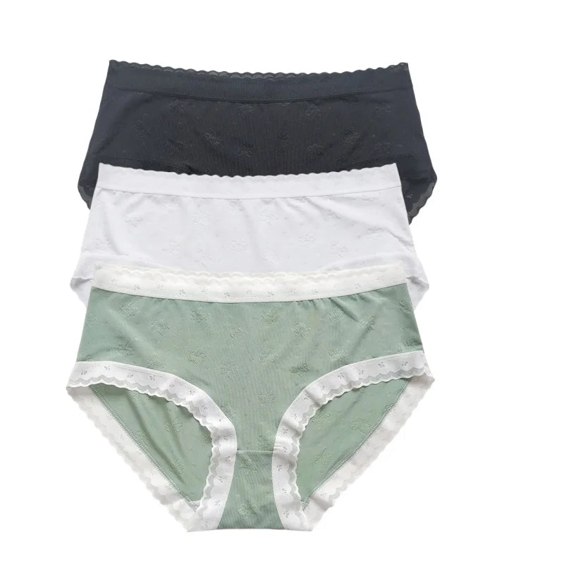 3Pcs/Set Low Rise Briefs Women Ice Silk Panties Breathable Seamless Underwear Solid Color Female Underpants Sexy Lingerie M-XL