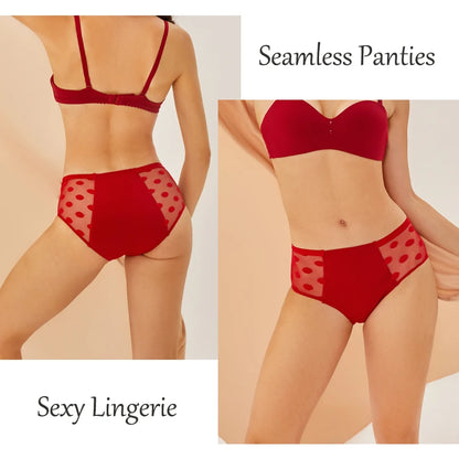 4Pcs/Set Absorption Leakproof Menstrual Period Briefs Seamless Lace Polka Dot Breathable Physiological Underwear Female Lingerie