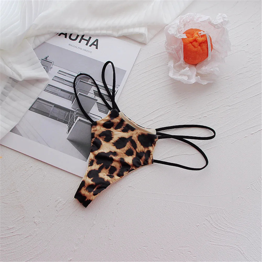 Peach Buttocks Thin Belt Low Waist Seamless Thong Underwear Temptation Sexy G-string Female Leopard Print Lingerie