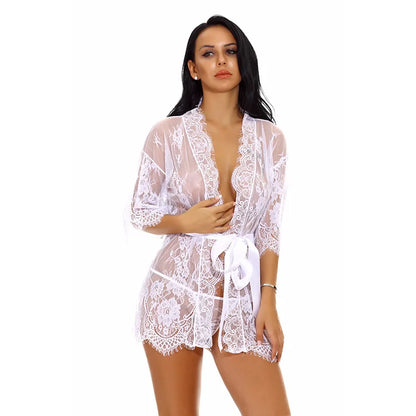 Lace Robes for Women Bridesmaid Gifes Sexy Lingerie See Through Sex Sleepwear Nightwear for Night Underwear Nightdress Bathrobe