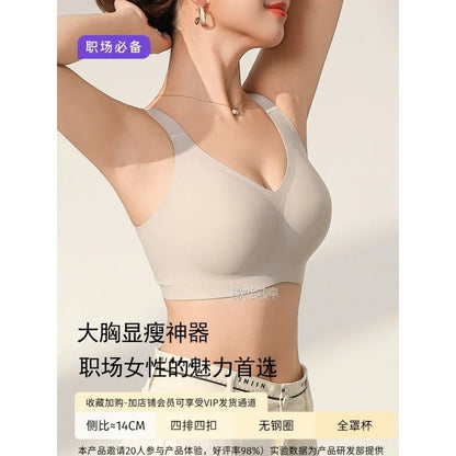 MeooLiisy Large Size Minimizer Push Up Full Coverage Women Bras No Show Wireless Comfortable Underwear M-5XL