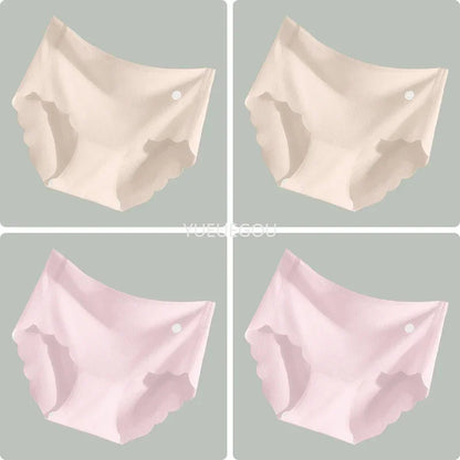 4PCS Ice Silk Seamless Underwear Ultra-thin Women's Panties Sexy Transparent Stretch Briefs High Waist Comfortable Lingerie M-XL