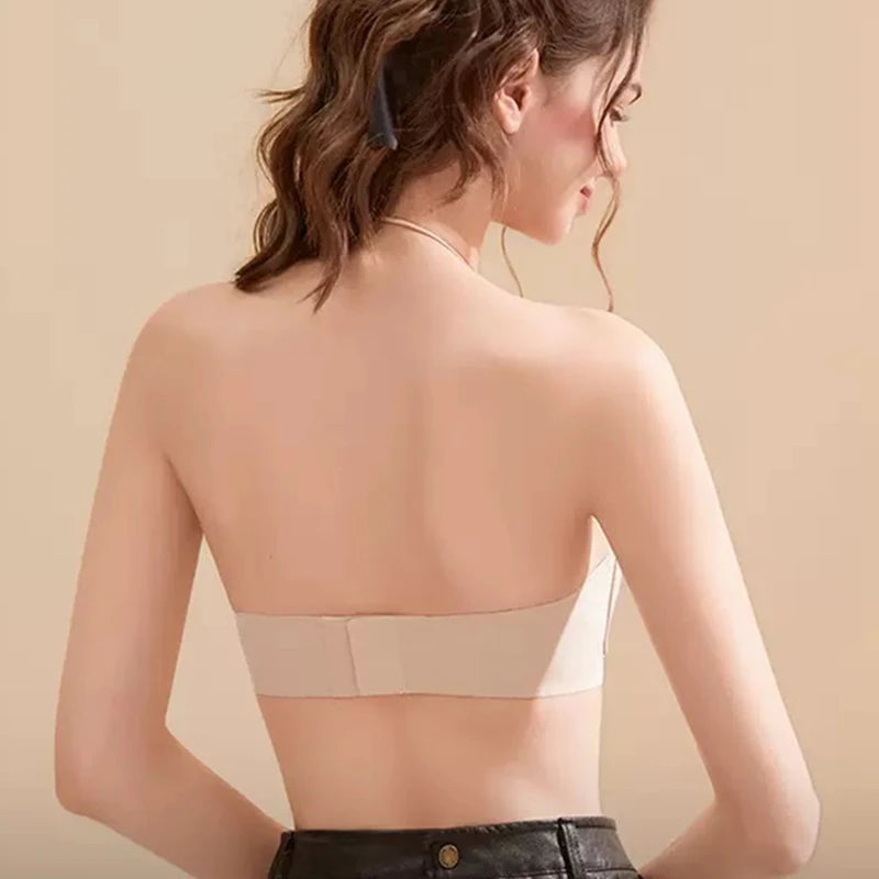 Strapless Underwear Anti-slip Anti-light Without Trace Gathering Without Steel Ring Halter Neck Beautiful Back Invisible Bra